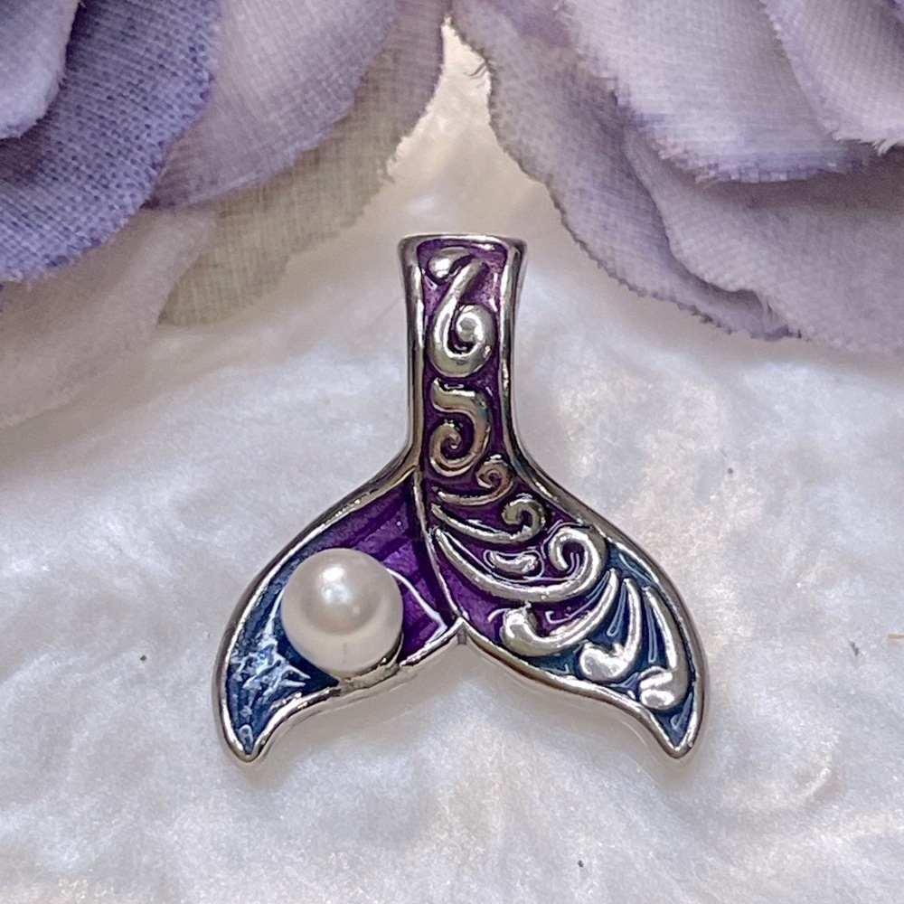 Bracelet Charm Mermaid Tail with Pearl Sterling Silver